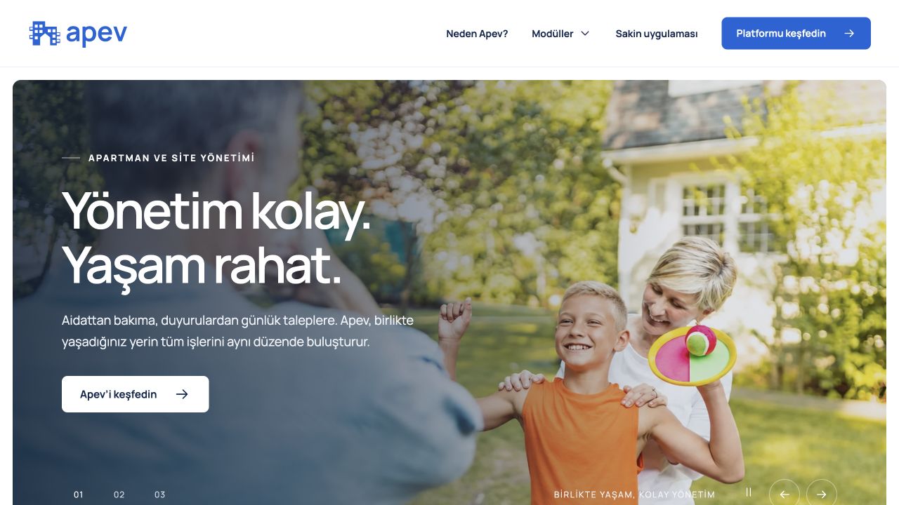 Apev apartman ve site yönetimi web sitesi